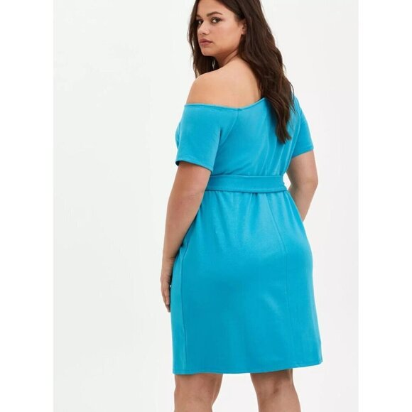 New TORRID Mini French Terry Off-Shoulder Tee‎ Shirt Dress Size 0 Large 12 $65 - Picture 2 of 14